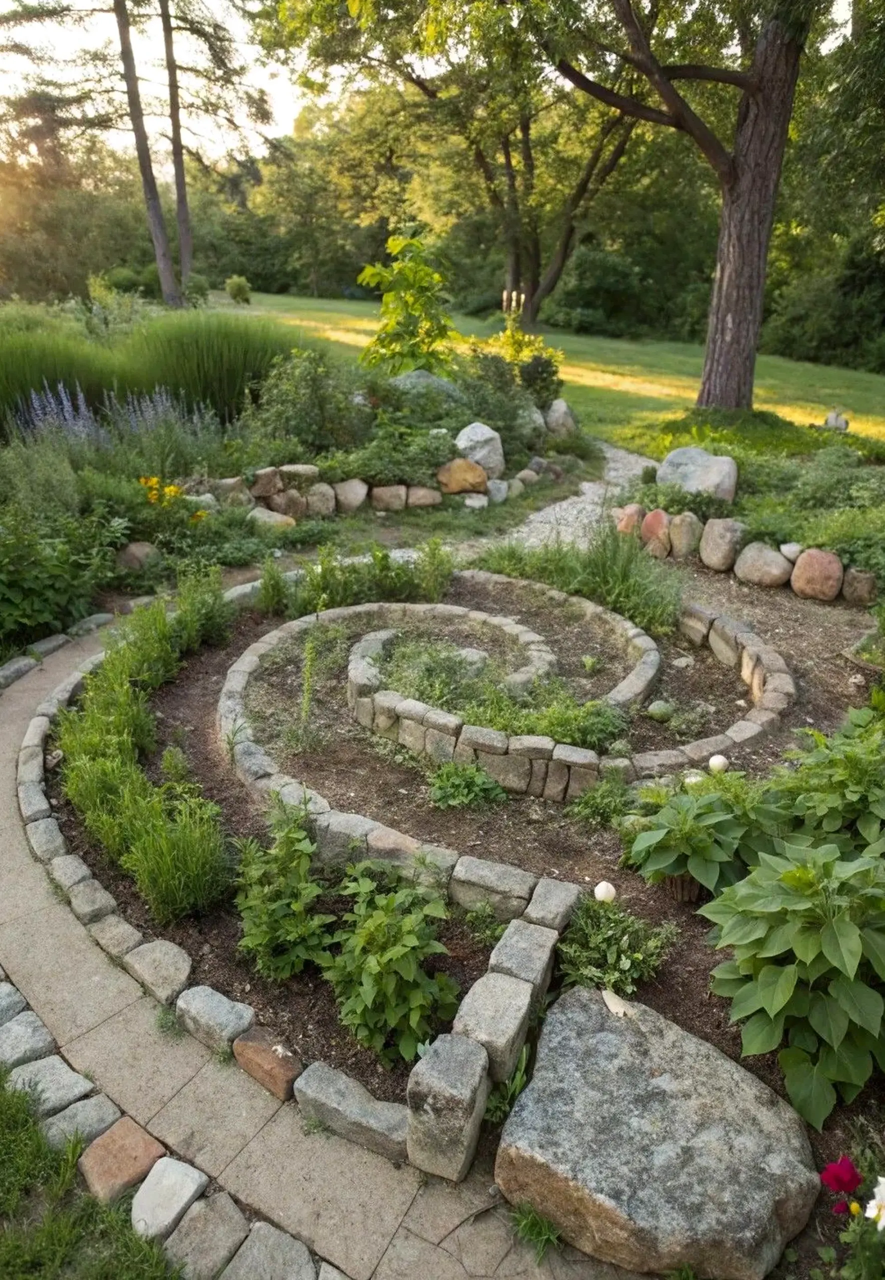 Balanced stone terrace gives the room more movement, so the whole view feels ready for quiet use.