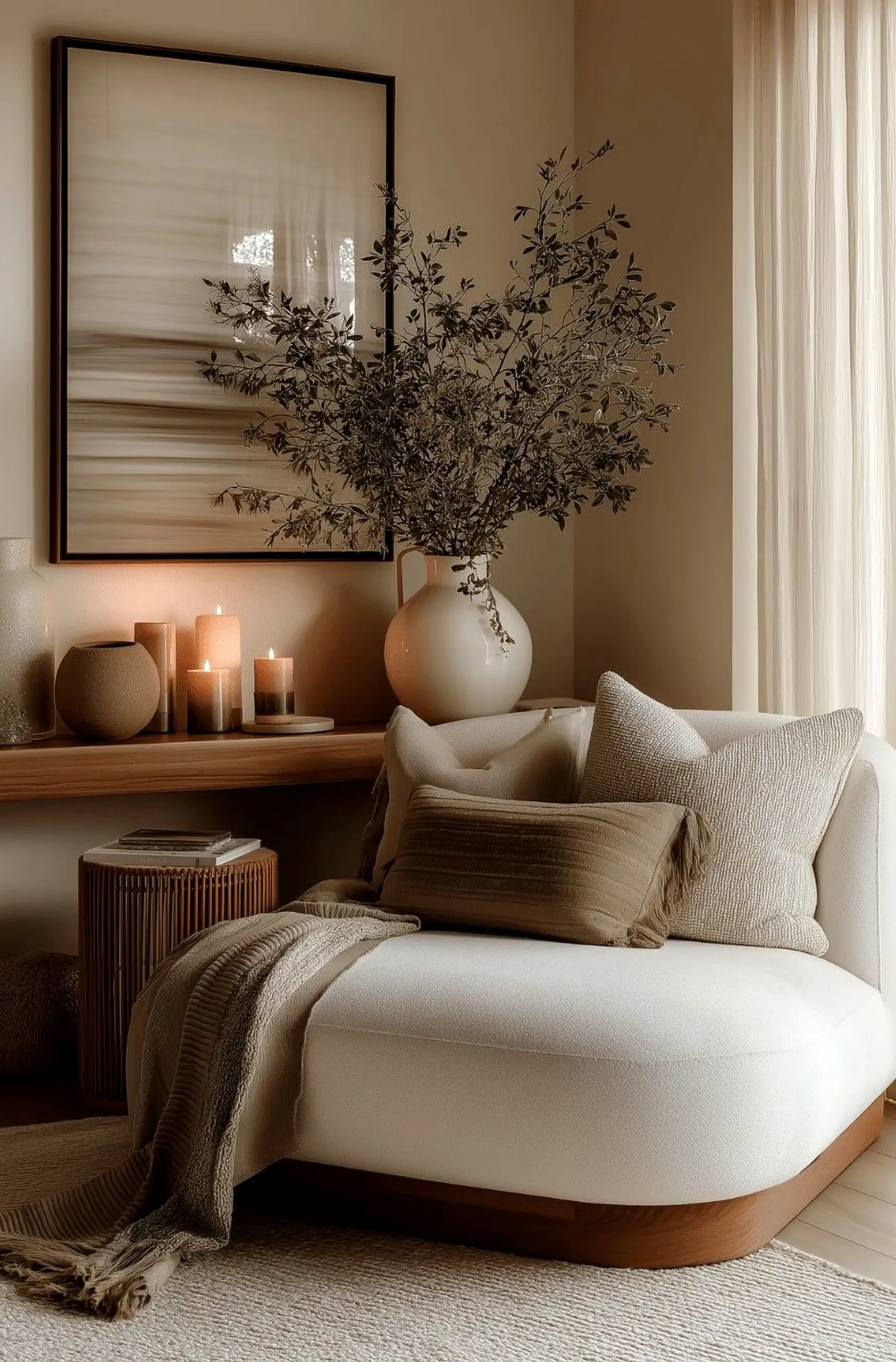 Luminous lamp detail supports the garden edge through freshness, leaving the space feeling soft at the edges.