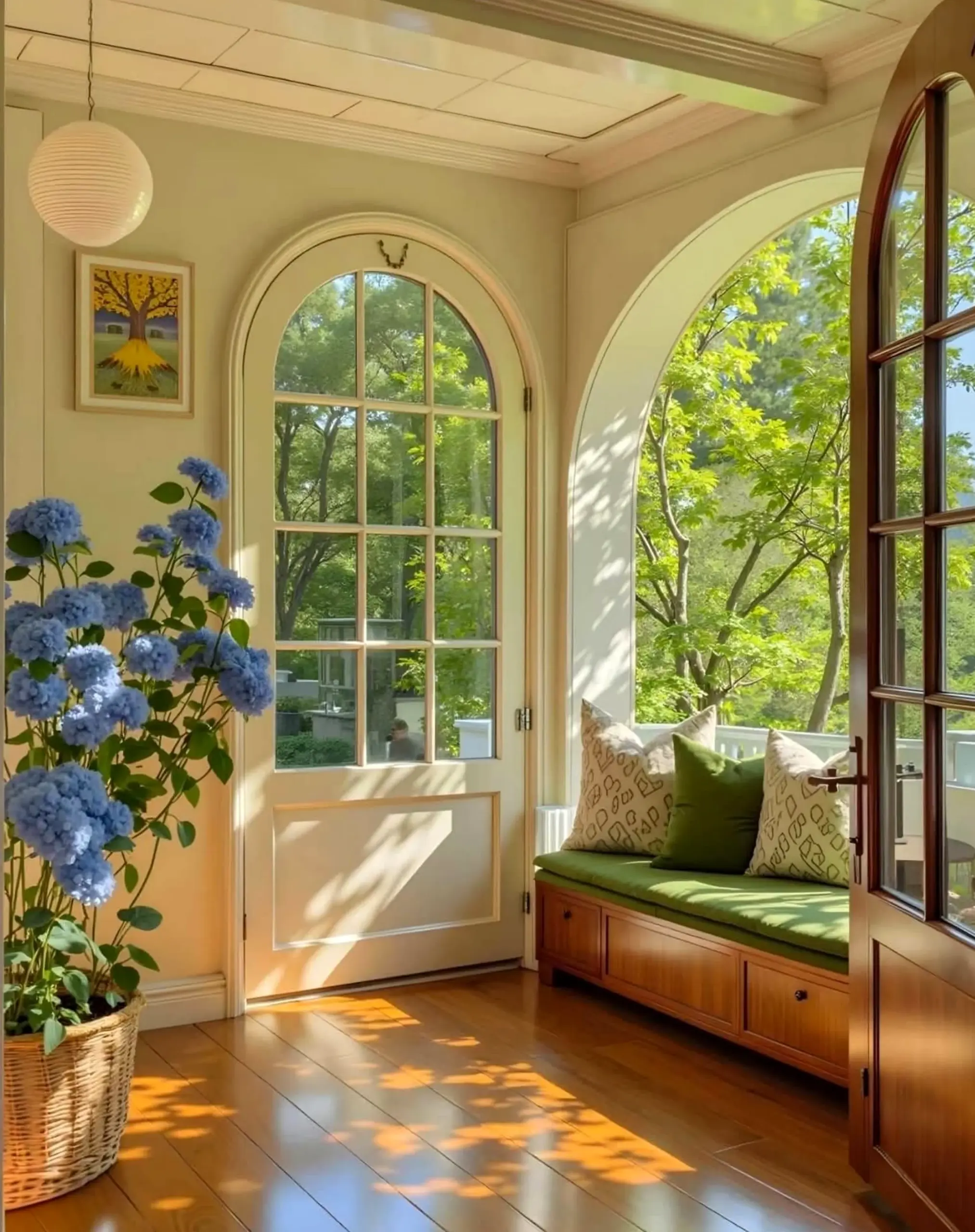 Warm greenhouse corner brings focus to the corner, creating a mood that feels warm without clutter.
