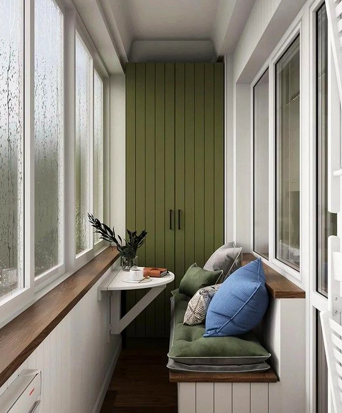 Soft floor pattern frames the design with softness, making the scene feel ready for quiet use.