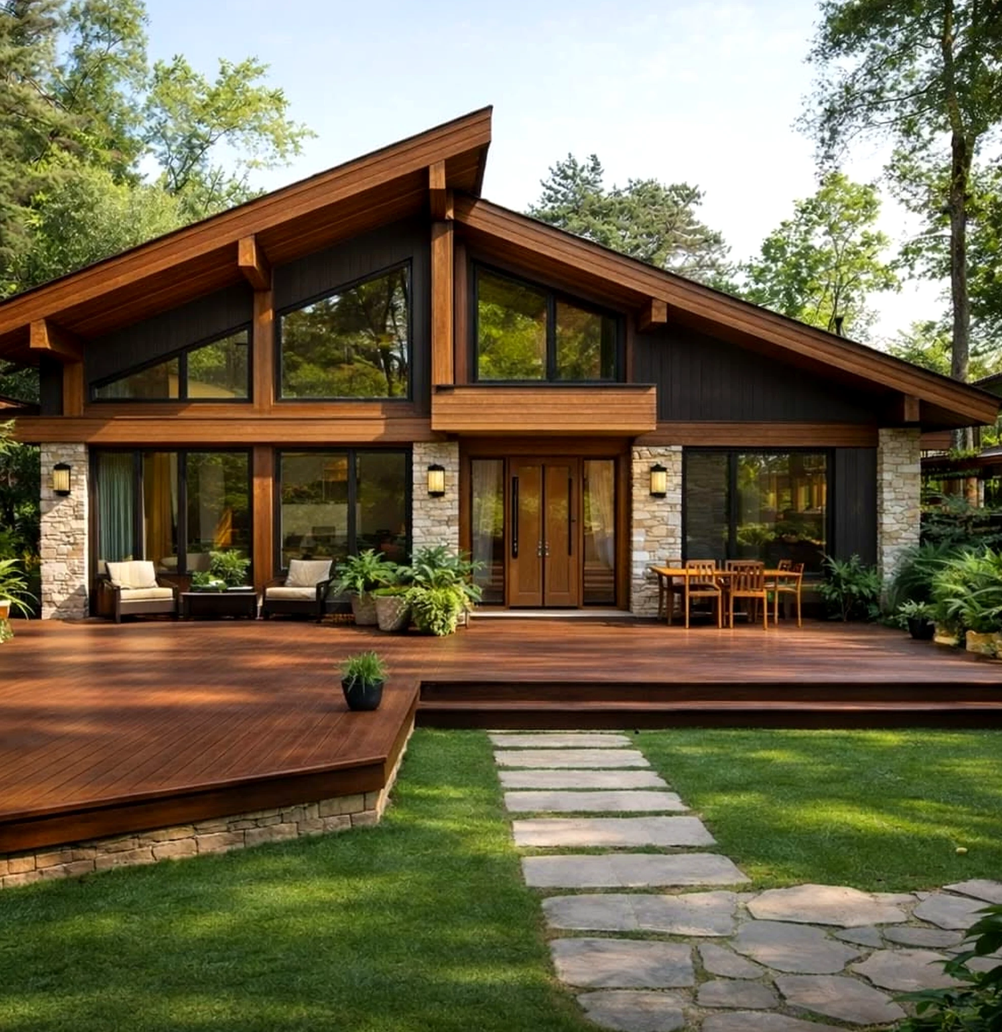 Graceful floor pattern brings focus to the design, creating a mood that feels visually grounded.