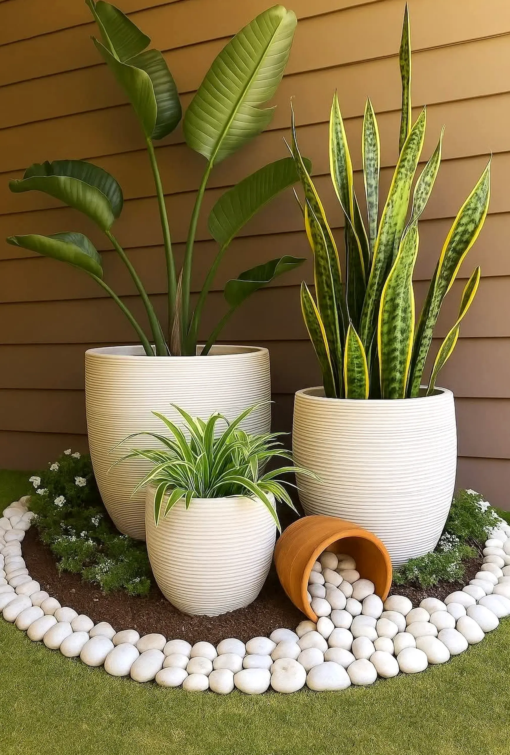 Textured stone terrace adds focus across the backdrop, giving the decor a finish that feels fresh and intentional.