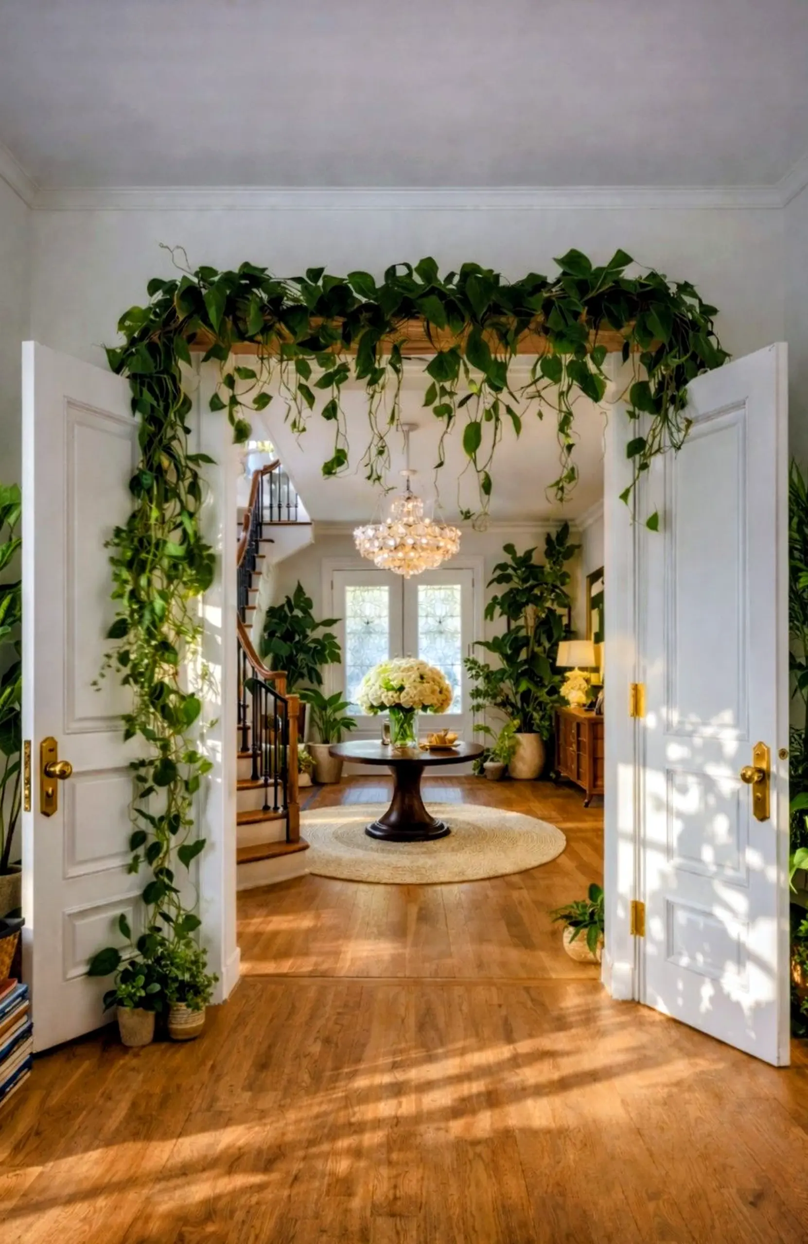 Soft flower arrangement brings personality to the view, creating a mood that feels settled and welcoming.