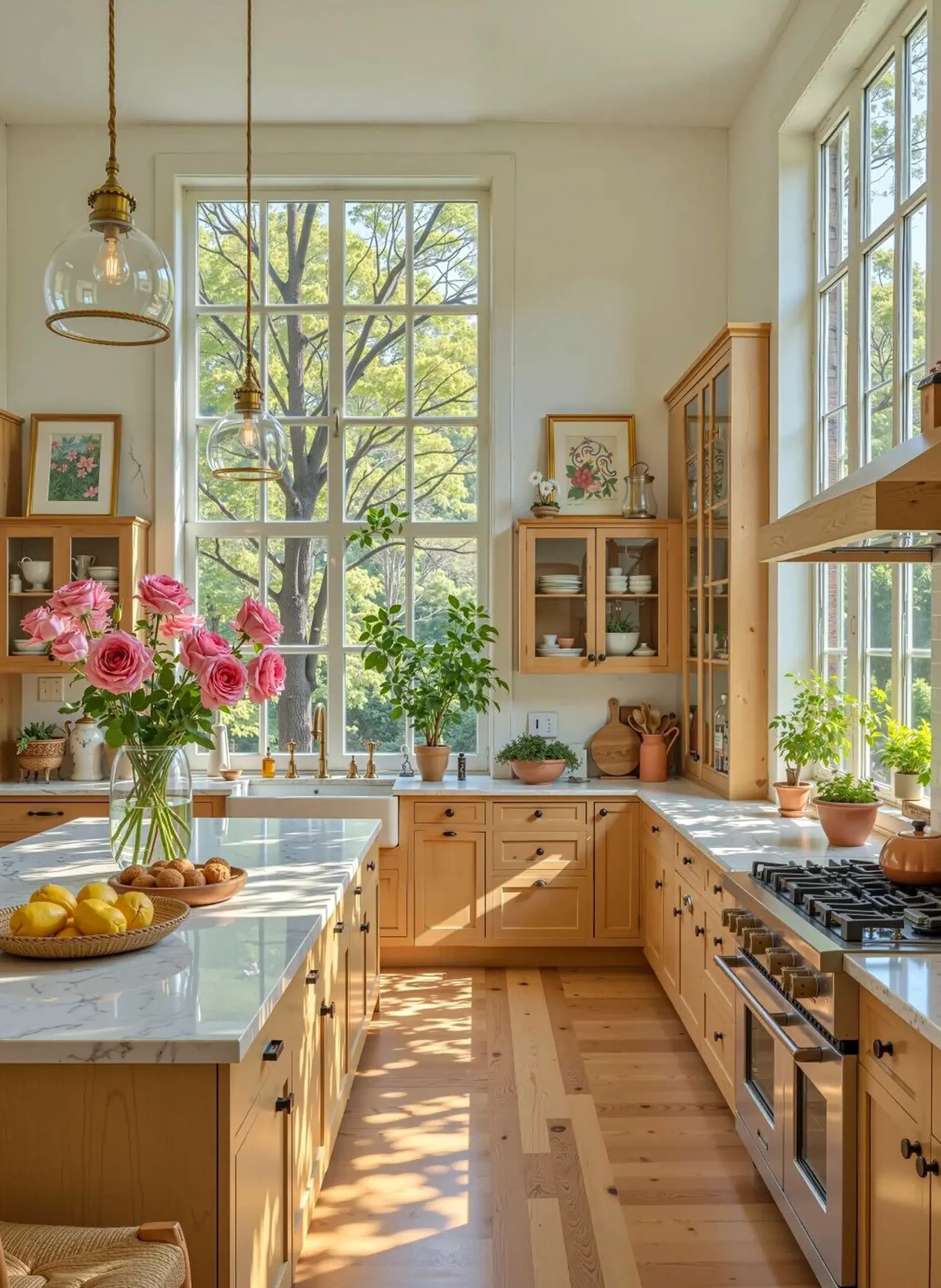 Sunny porch bench draws attention to light while the room stays soft at the edges.