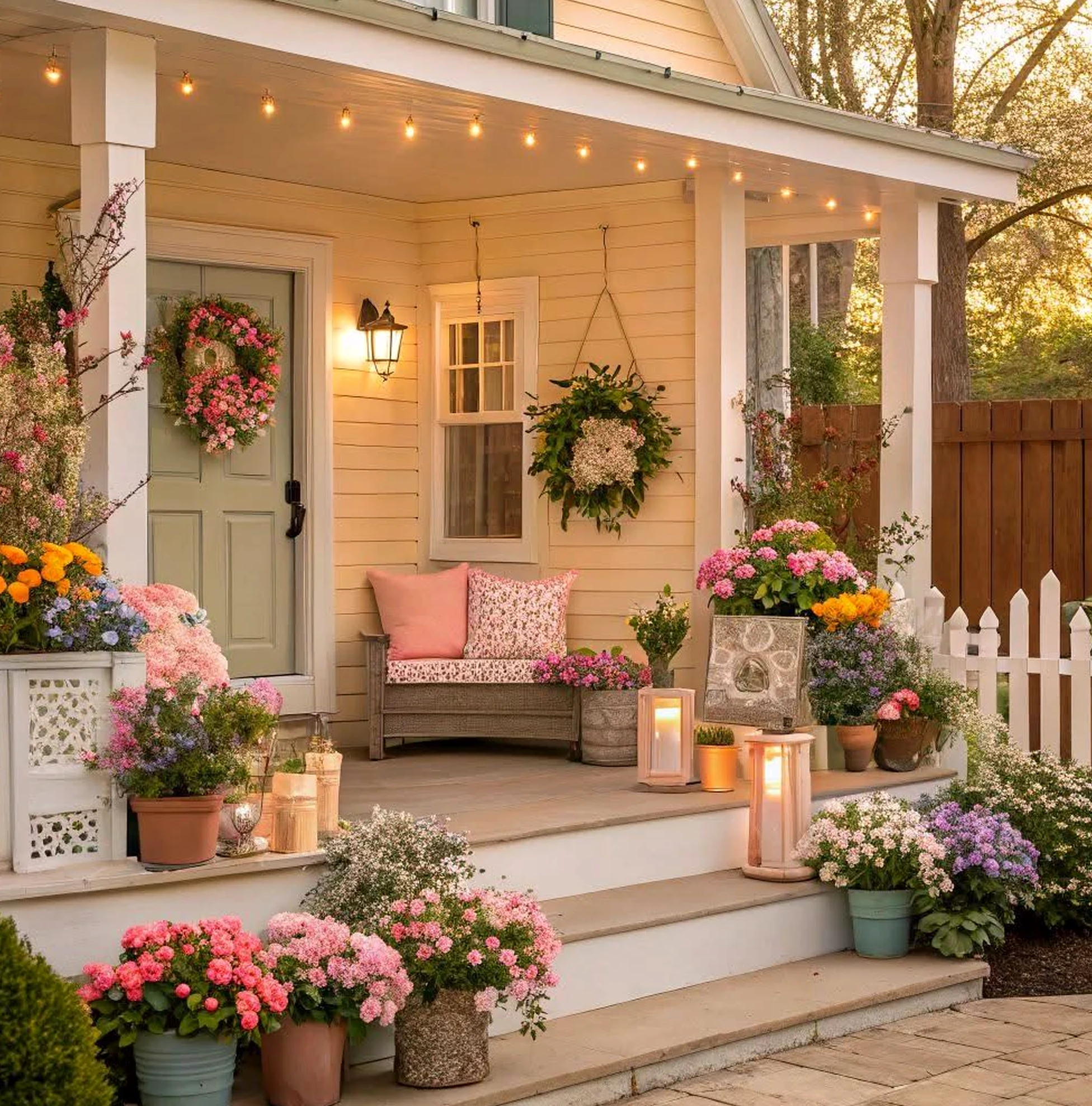 Textured courtyard view adds texture across the wall, giving the decor a finish that feels warm without clutter.