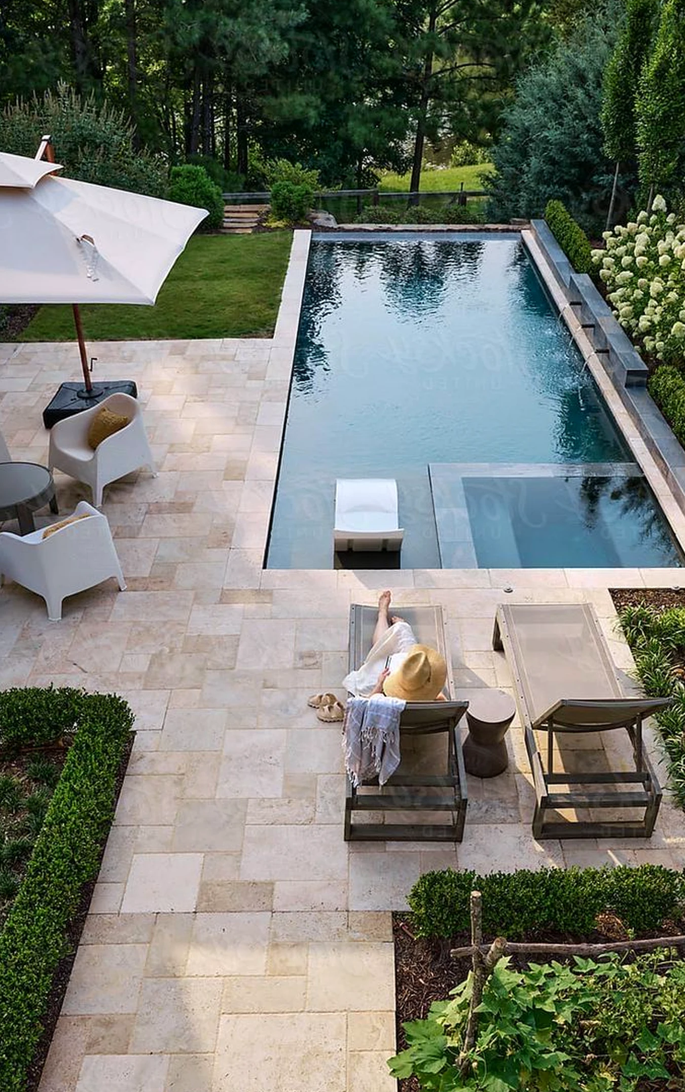 Quiet woven chair draws attention to contrast while the composition stays clear and inviting.