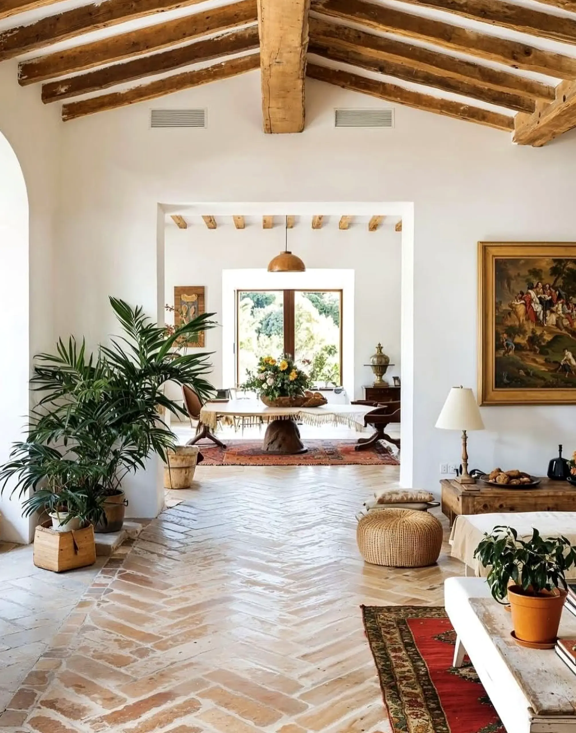 Calm sunlit room frames the room with depth, making the scene feel ready for quiet use.