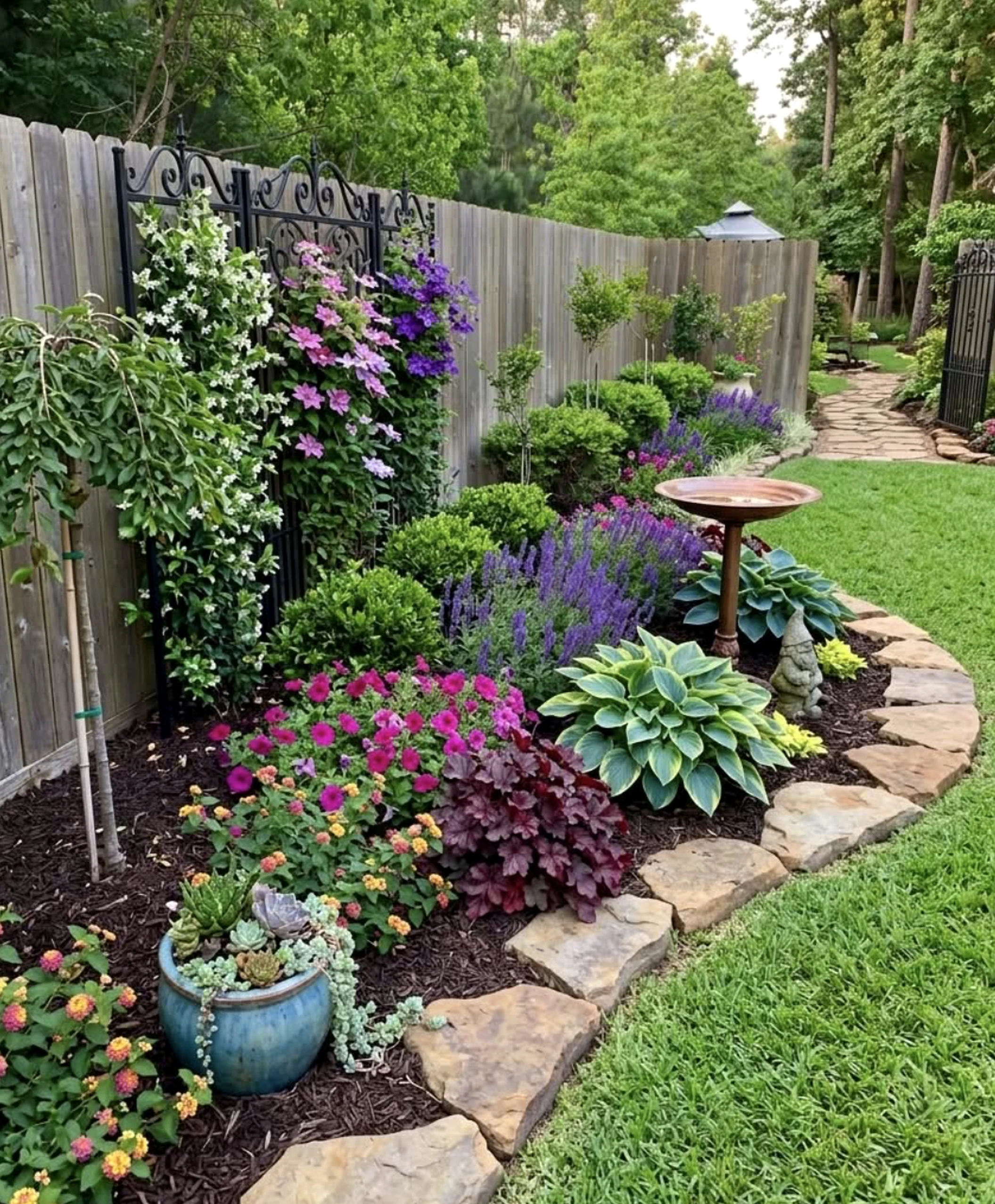 Leafy stair landing brings a useful note of detail, making the view feel warm without clutter.