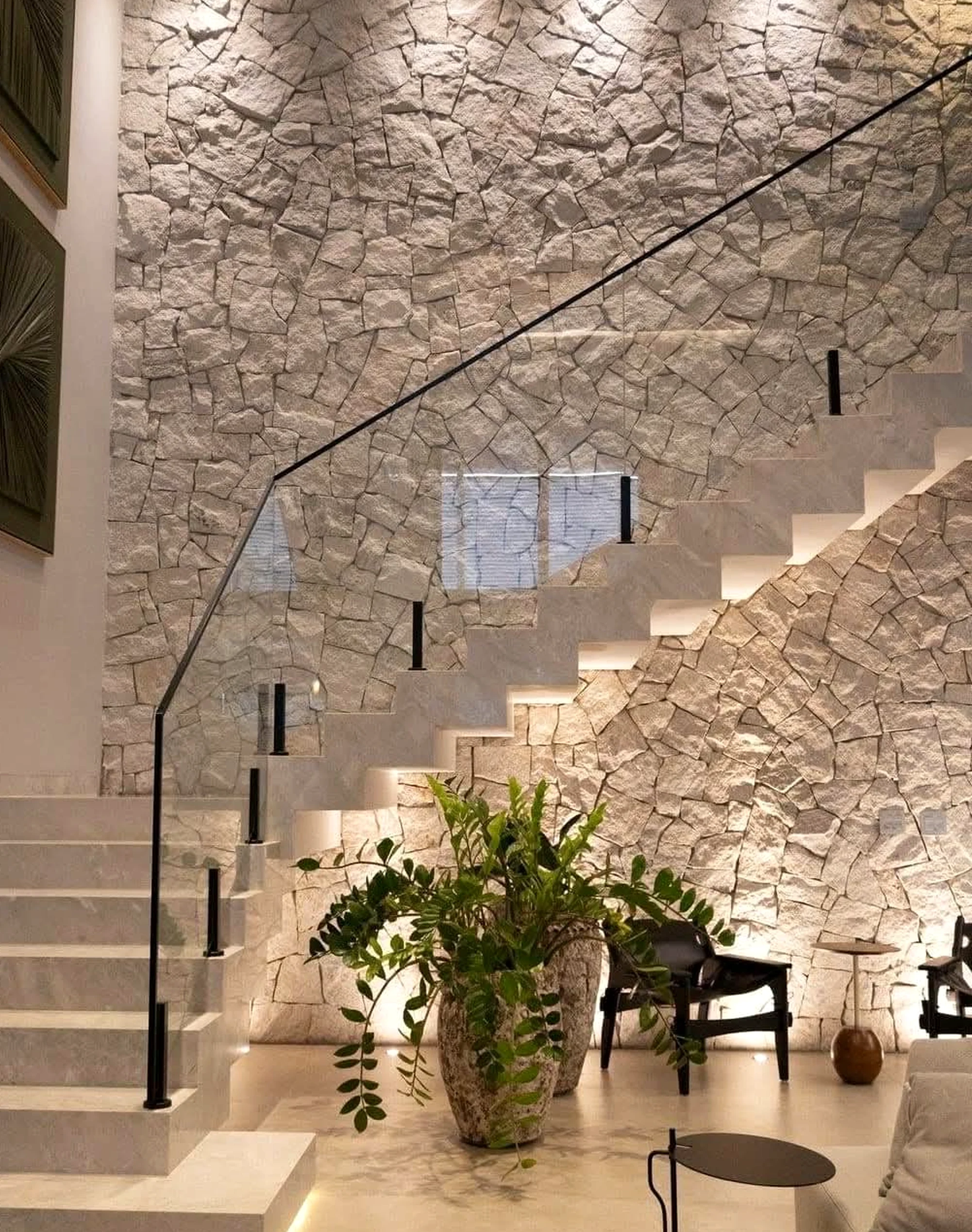 Balanced stone terrace frames the corner with order, making the scene feel easy to enjoy.