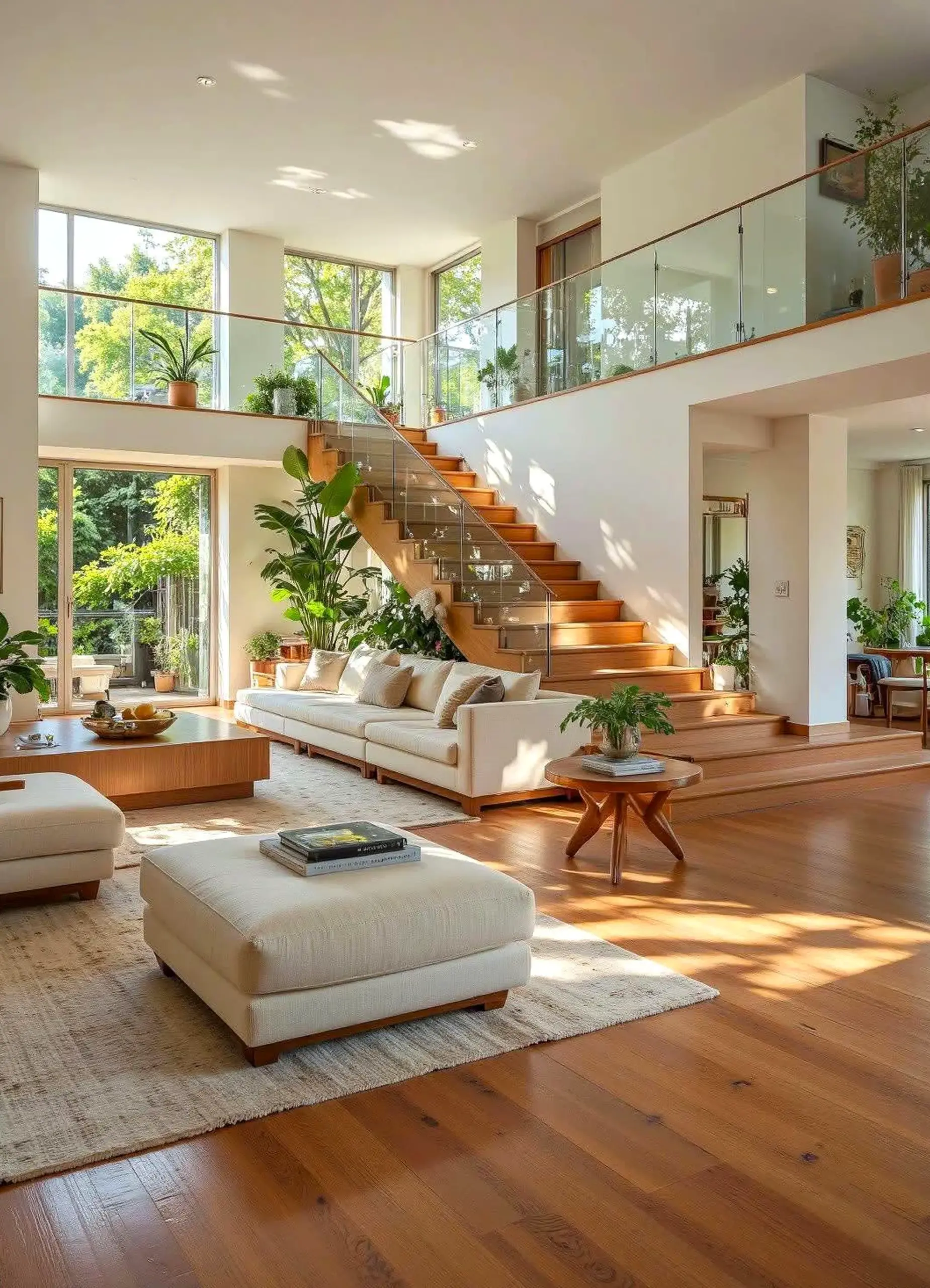 Elegant breakfast table draws attention to shape while the outdoor space stays open and lived-in.