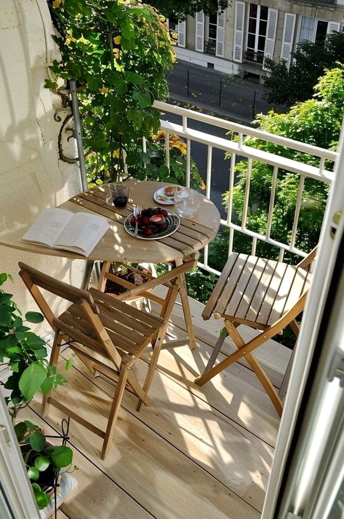 Quiet colorful passage draws attention to shape while the view stays settled and welcoming.