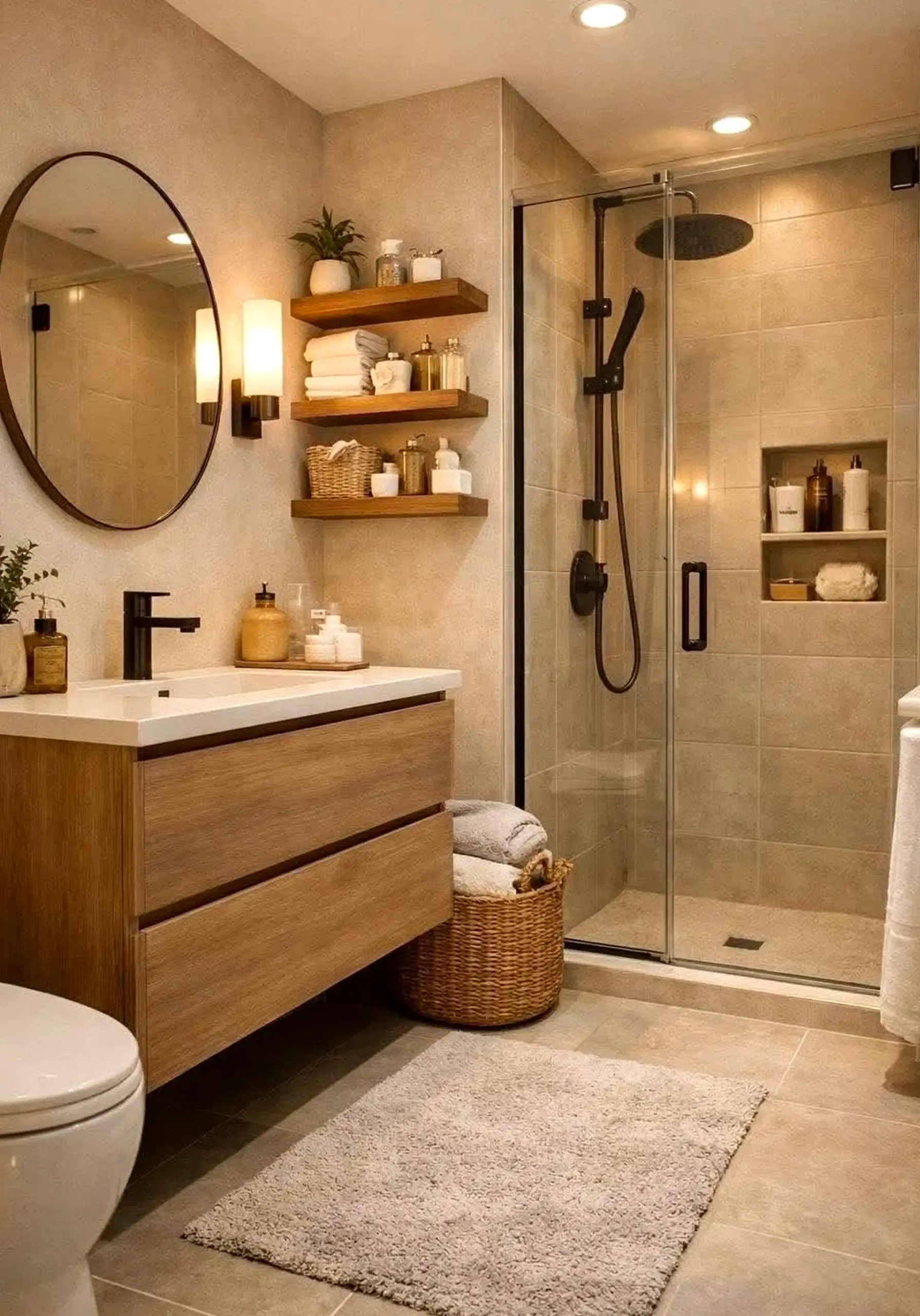 Sunny lamp detail supports the design through charm, leaving the space feeling settled and welcoming.