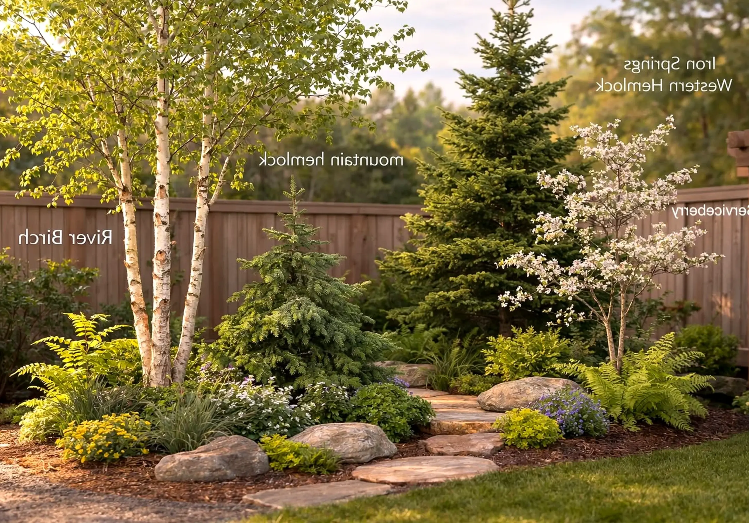 Sculptural shower wall brings detail to the garden edge, creating a mood that feels bright but not busy.