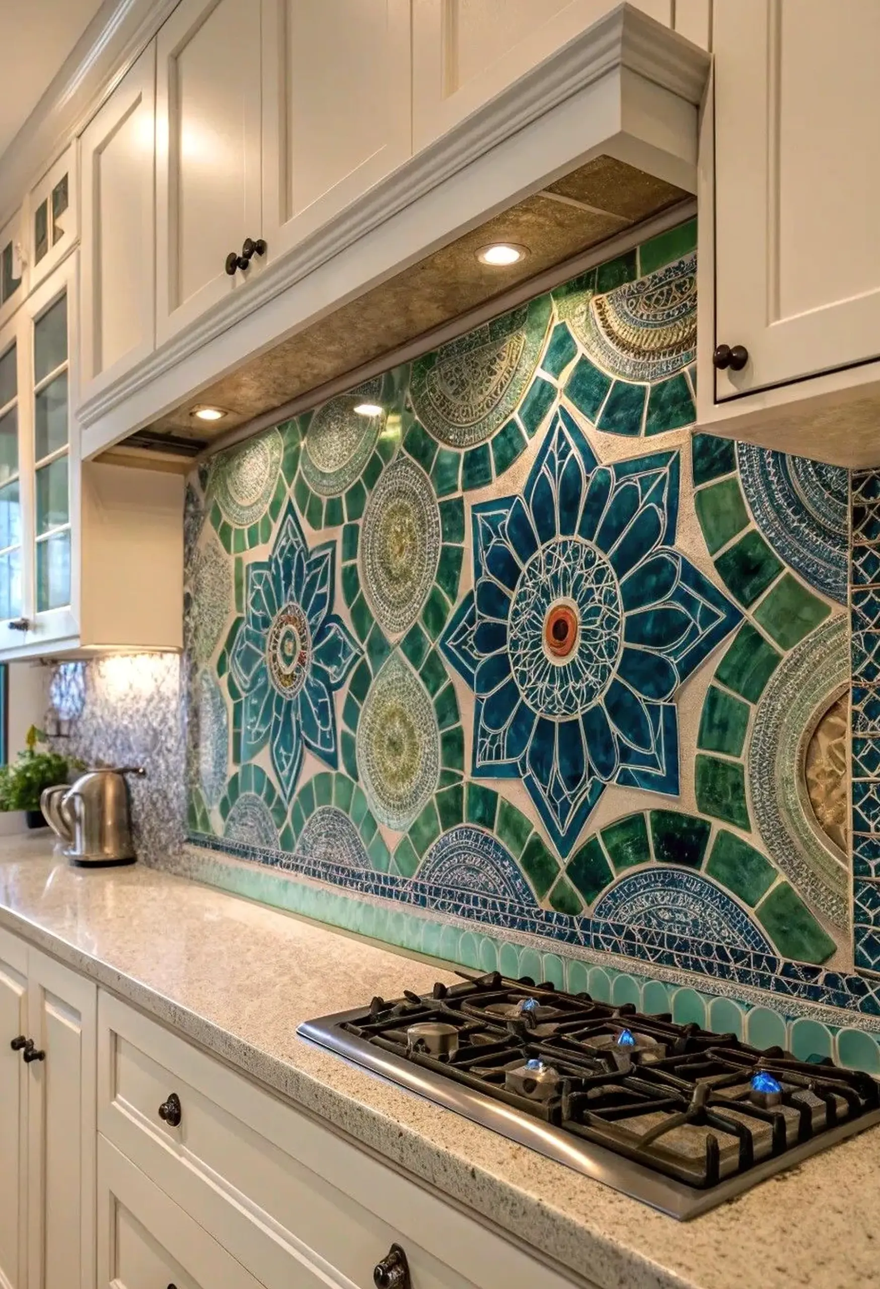 Colorful stone terrace brings rhythm to the garden edge, creating a mood that feels settled and welcoming.