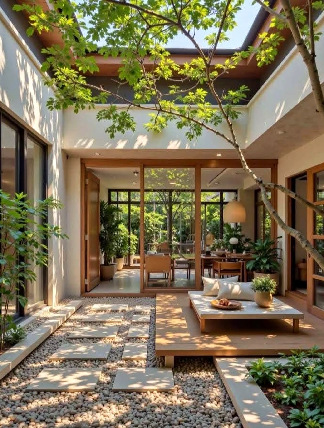 Fresh green entry adds a clear layer of rhythm, helping the setting feel soft at the edges.