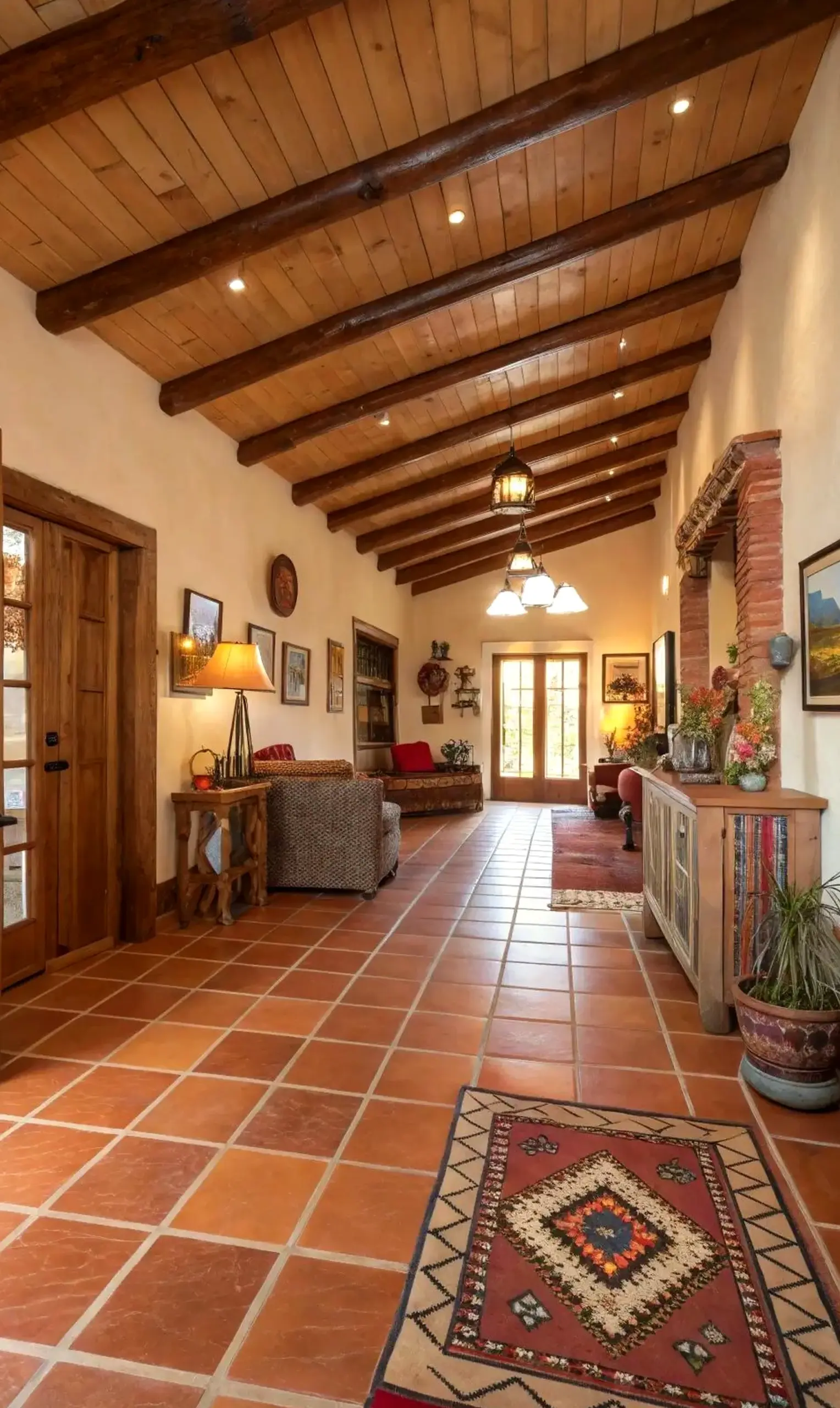 Warm wooden deck anchors the wall with comfort, giving the view a mood that feels pleasantly composed.