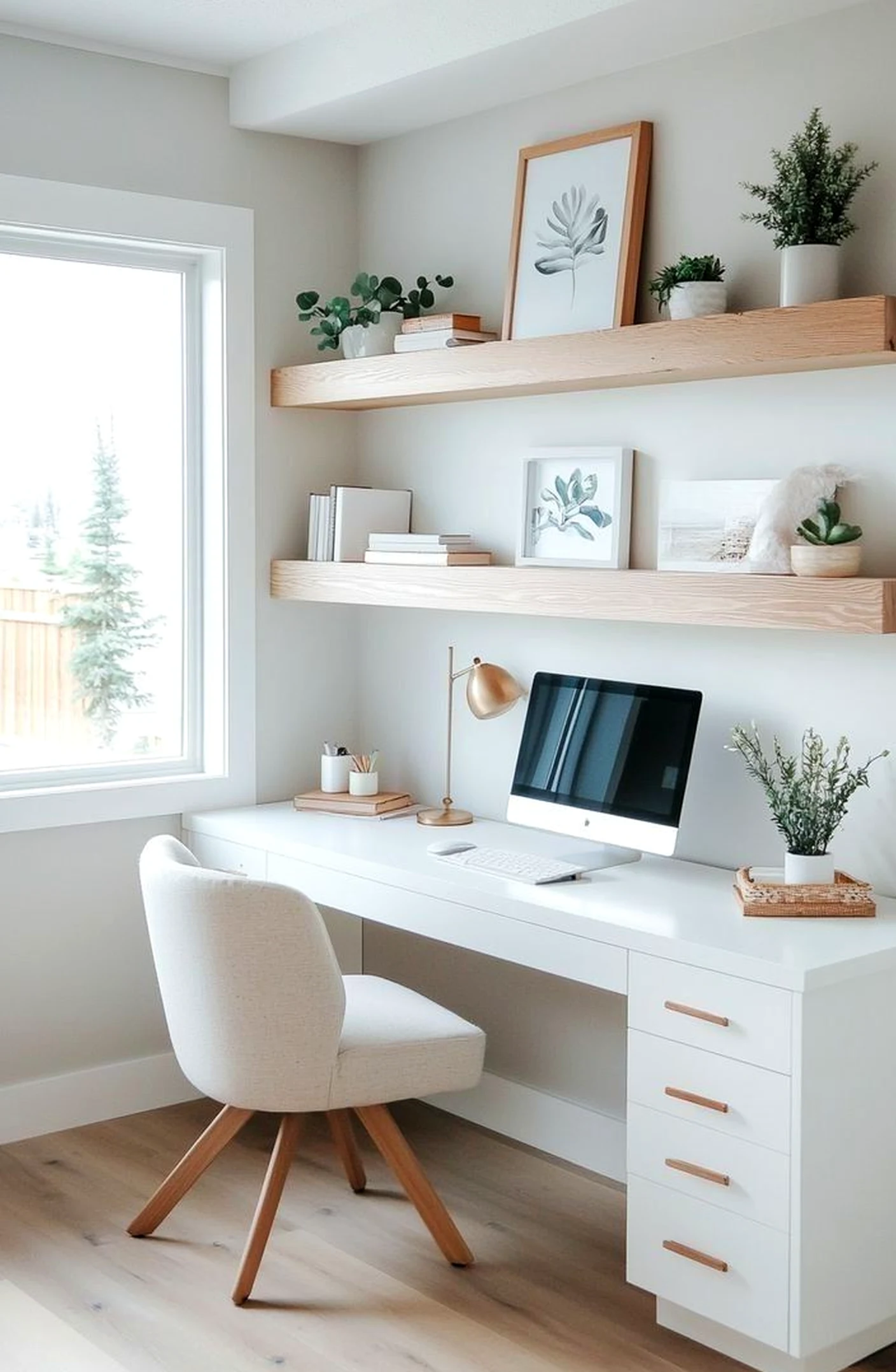 Refined reading corner introduces clarity into the wall, keeping the atmosphere soft at the edges.