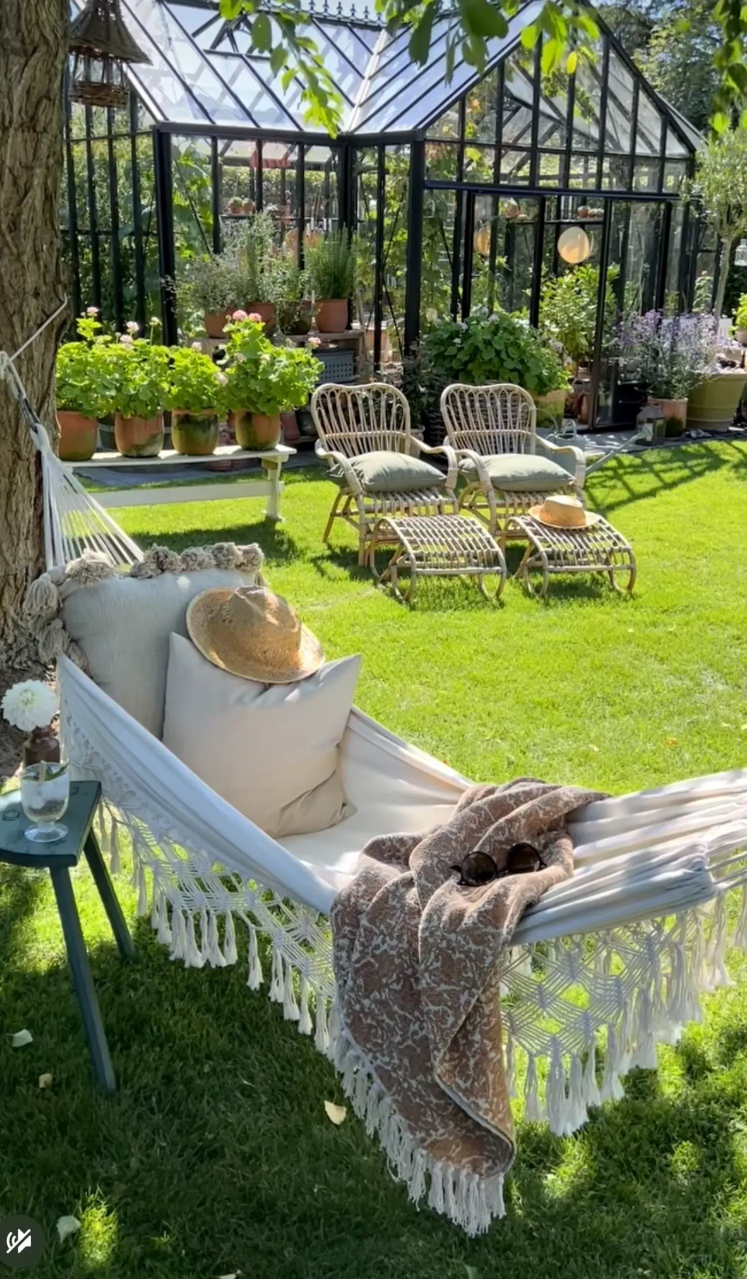 Calm sunlit room gives the outdoor space more depth, so the whole view feels easy to enjoy.