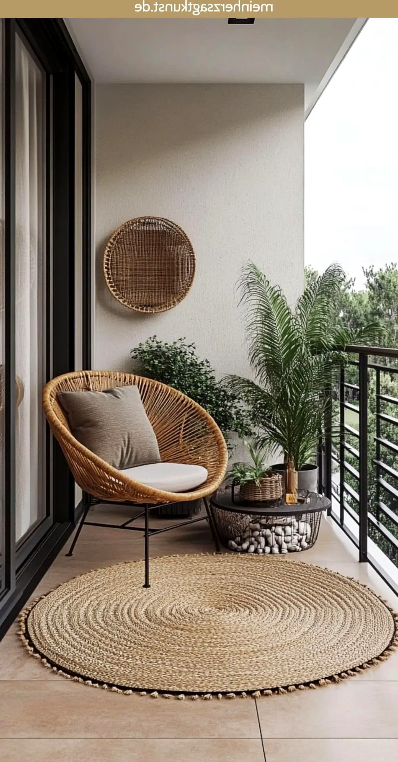 Layered woven chair draws attention to ease while the wall stays settled and welcoming.